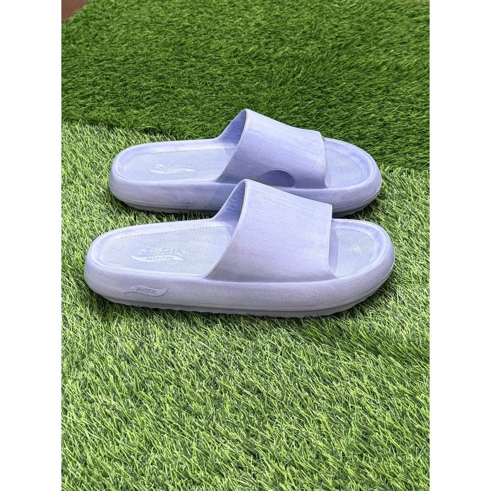 Skechers Archfit Foamies Horizon Slide Sandals Recovery Comfy Lilac Women's 9